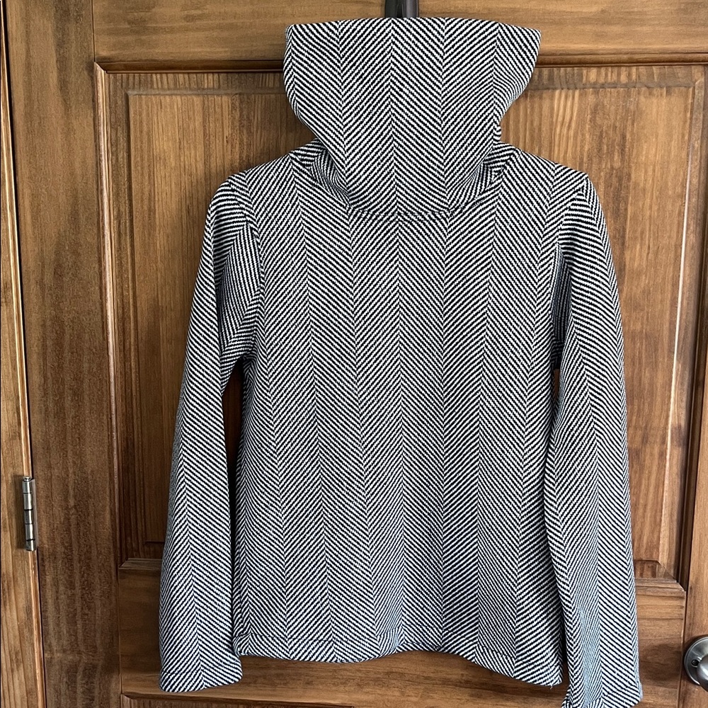 J. Crew Monochrome Herringbone Cowl Neck Sweater